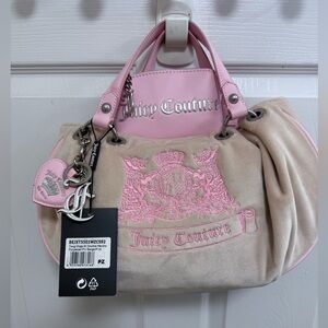 RARE UK 🇬🇧 NWT Juicy Couture Twig Dogs Medium Double Handle Bag In Beige/Pink